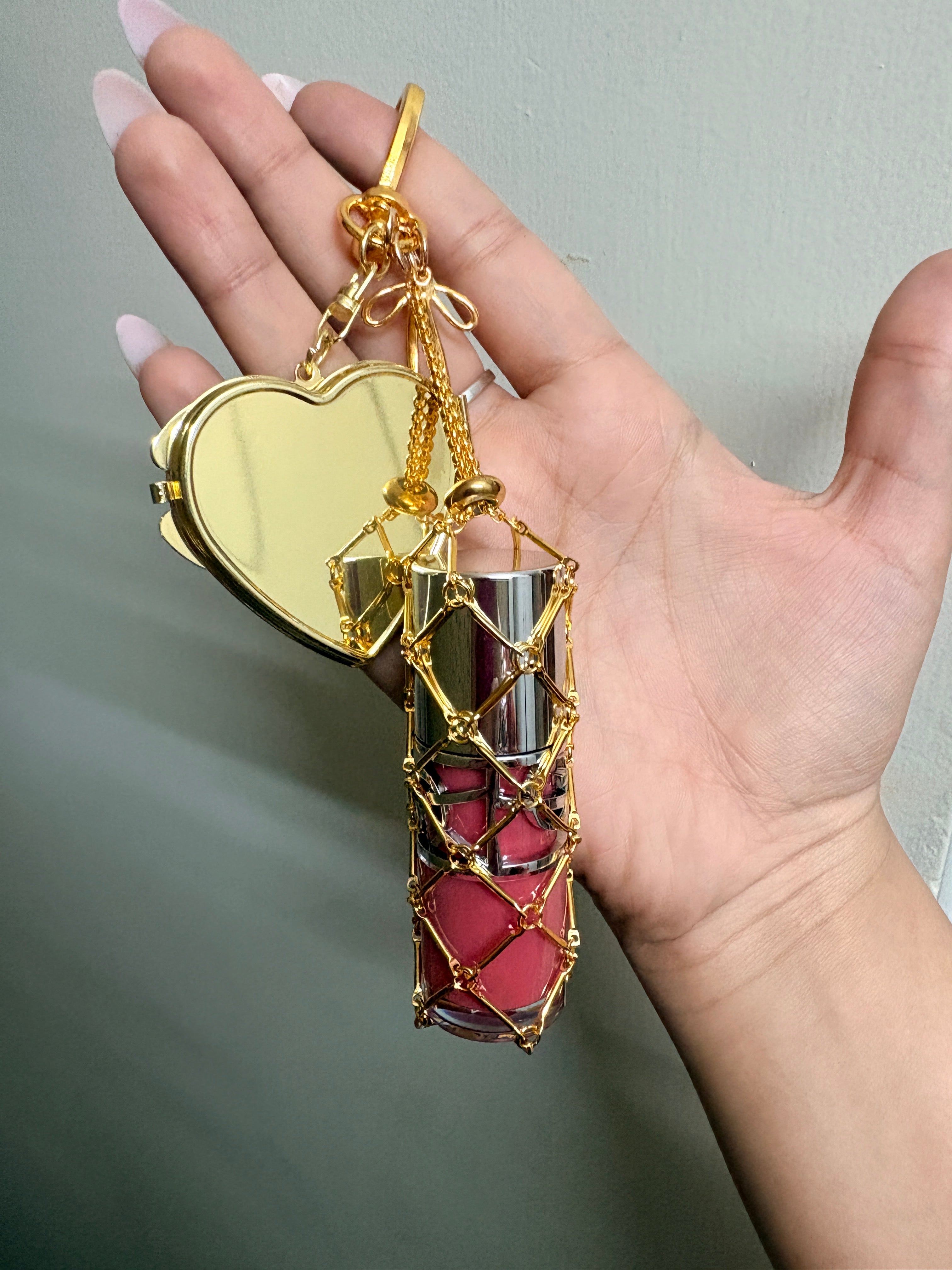 Heart mirror bag charm