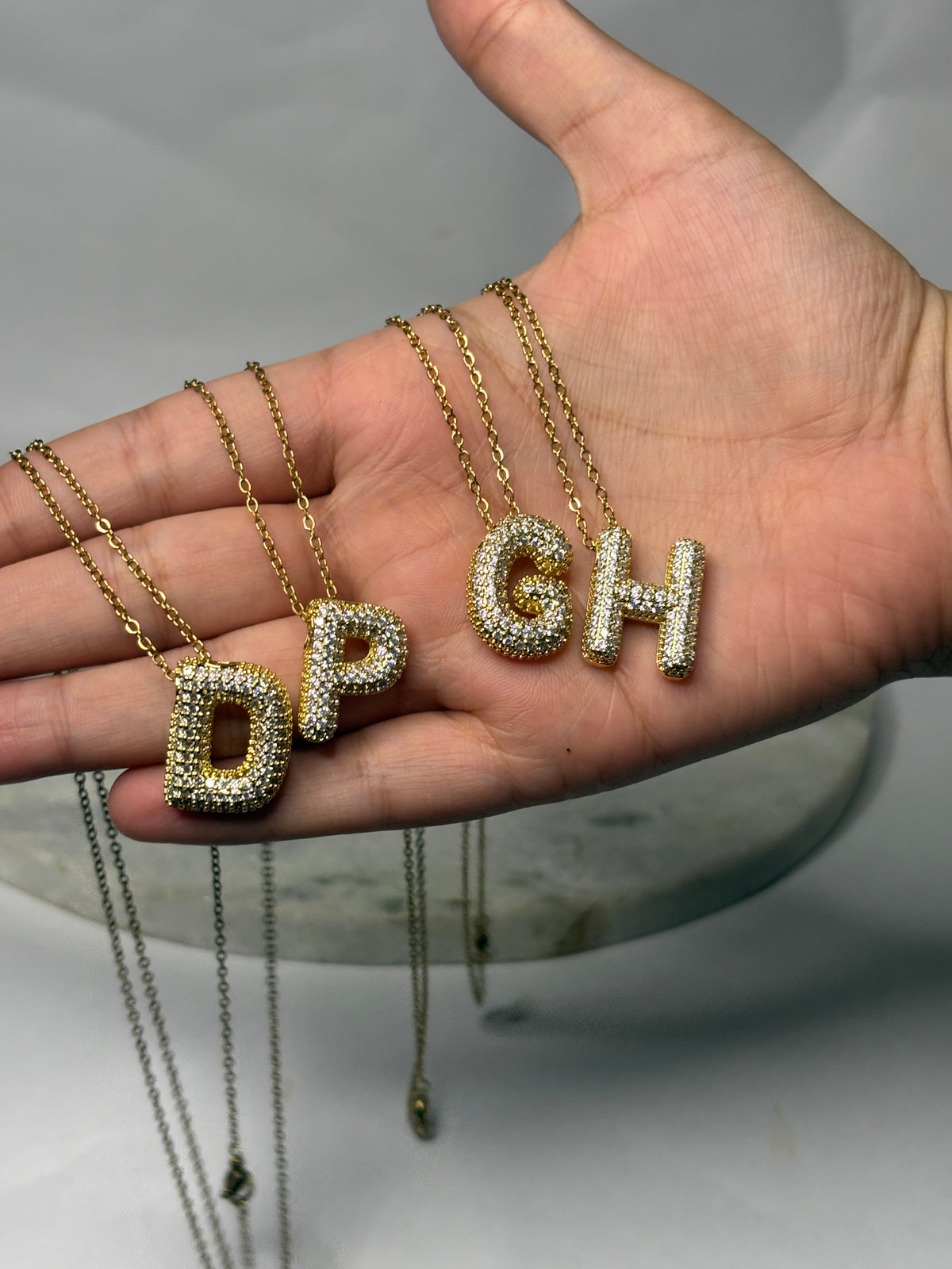 Studded Letter Neck Chain