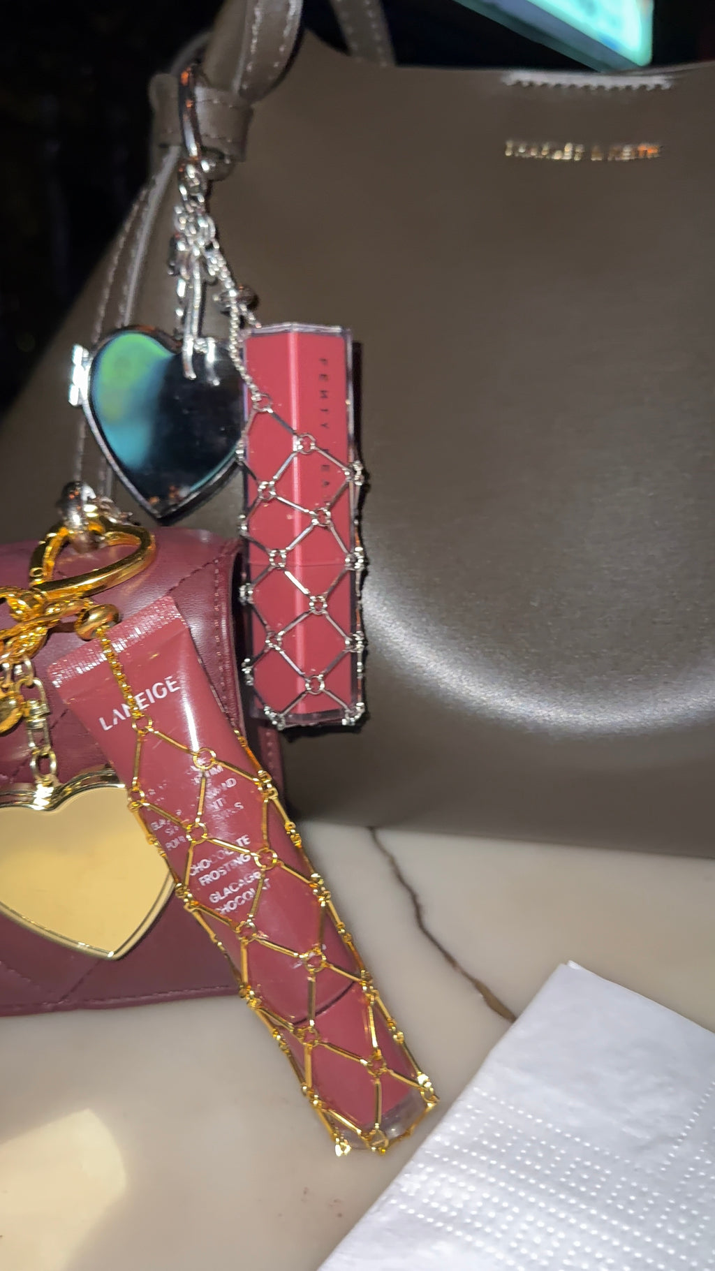 Heart mirror bag charm