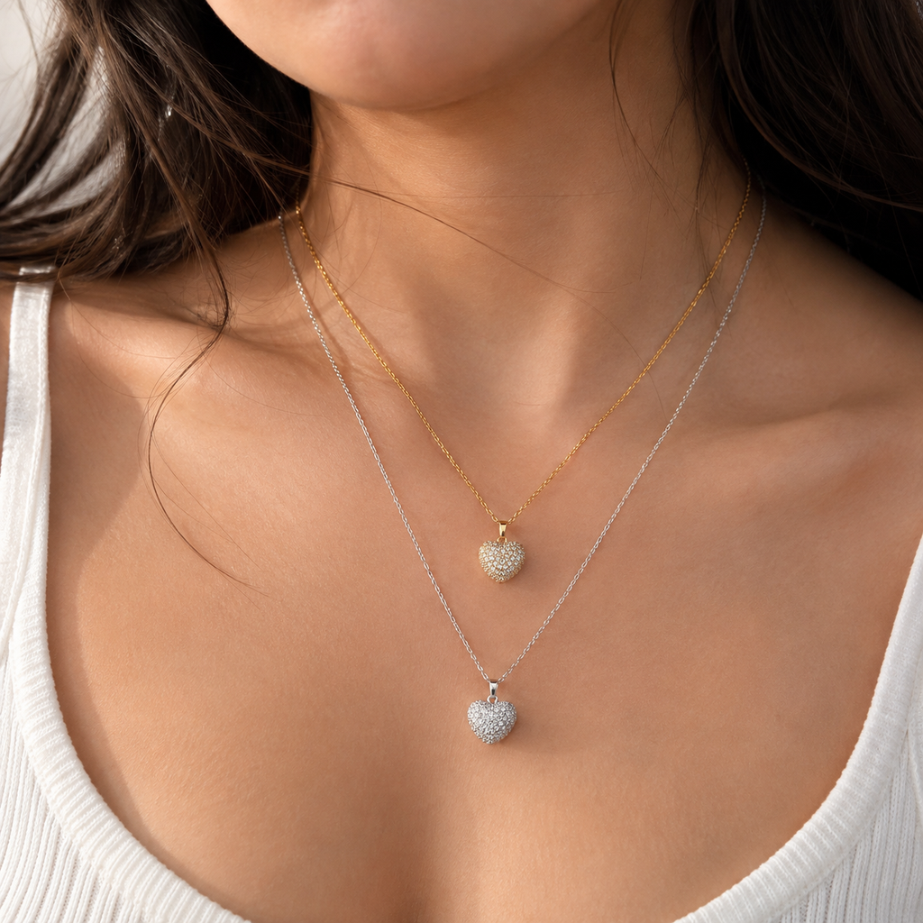 Pave Heart Neck Chain
